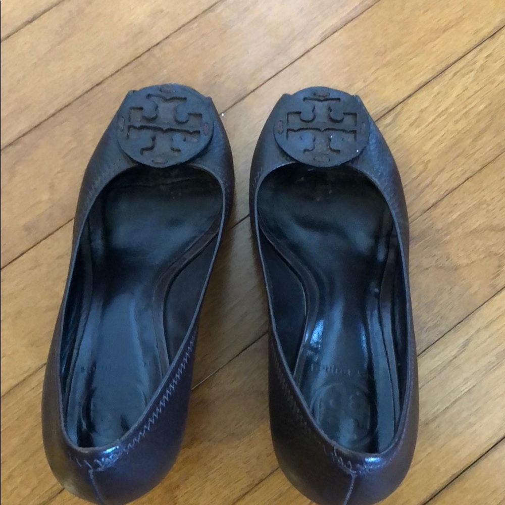 Tory Burch peep toe wedge size 6